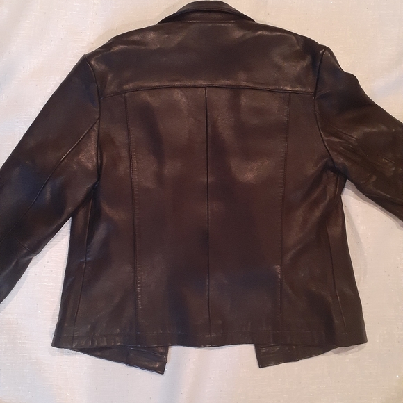 Black Soft Leather Waist Length Jacket - Picture 7 of 8